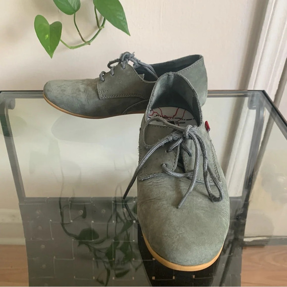 Oliberte Minsha Olive Green Nubuck Leather Oxford Lace up Loafers Size 36 - Picture 9 of 13